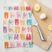 グランジな歯パターン キッチンタオル (四つ折り)