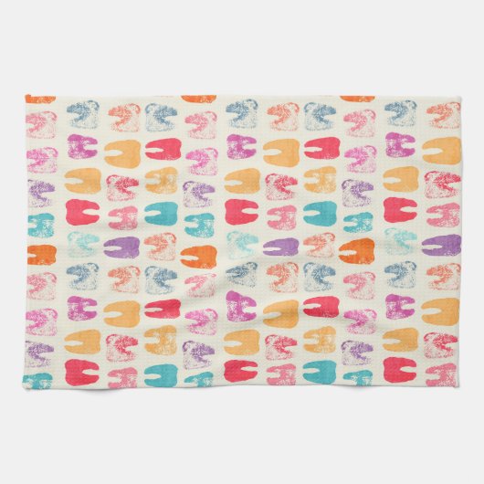 グランジな歯パターン キッチンタオル (横)