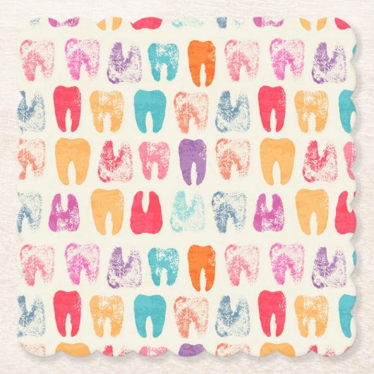 グランジな歯パターン ペーパーコースター (正面)