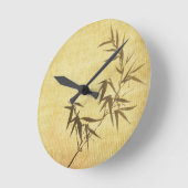 グランジな汚されたタケの紙の背景 ラウンド壁時計 (傾斜)