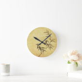 グランジな汚されたタケの紙の背景 ラウンド壁時計 (ホーム)