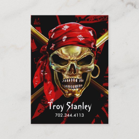 グランジな海賊名刺のテンプレート 名刺 (正面)