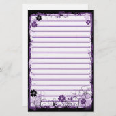 グランジな渦巻の花は文房具の白い紫色を並べました 便箋 (正面/裏面)