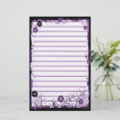 グランジな渦巻の花は文房具の白い紫色を並べました 便箋 (スタンド正面)