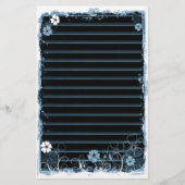 グランジな渦巻の花は文房具の黒い青を並べました 便箋 (正面)