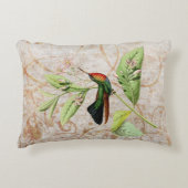 グランジな激しいThroatedハチドリのヴィンテージ アクセントクッション (正面)