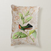 グランジな激しいThroatedハチドリのヴィンテージ アクセントクッション (裏面(縦))