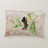 グランジな激しいThroatedハチドリのヴィンテージ アクセントクッション (裏面)