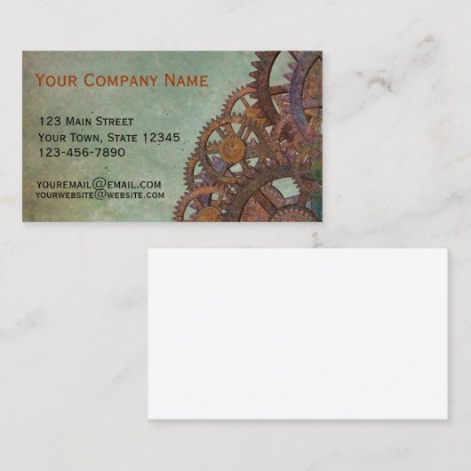 グランジな灰色のSteampunk 名刺 (正面/裏面)
