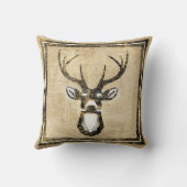 グランジな砂の迷彩柄の木びき台のシカの枕 クッション (裏面)