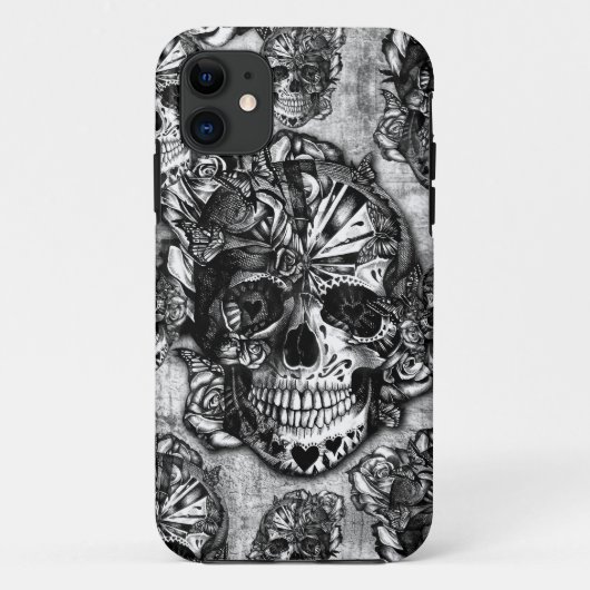 グランジな砂糖のスカルパターン Case-Mate iPhoneケース (裏面)