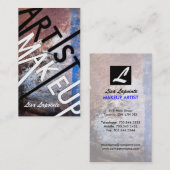 グランジな織り目加工のメーキャップアーティストの名刺 名刺 (正面/裏面)