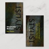 グランジな美容師の名刺の黒の黄色 名刺 (正面/裏面)