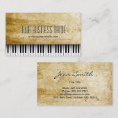 グランジな背景のピアノ音楽業界カード 名刺 (正面/裏面)