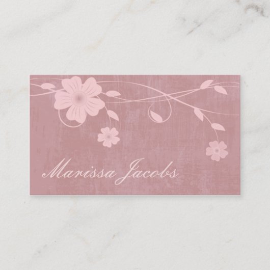 グランジな背景のモモの名刺との花柄 名刺 (正面)