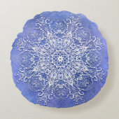 グランジな背景の民族の花の曼荼羅 ラウンドクッション (正面)
