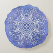 グランジな背景の民族の花の曼荼羅 ラウンドクッション (裏面)