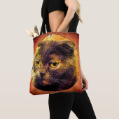 グランジな背景の猫 トートバッグ (クローズアップ)