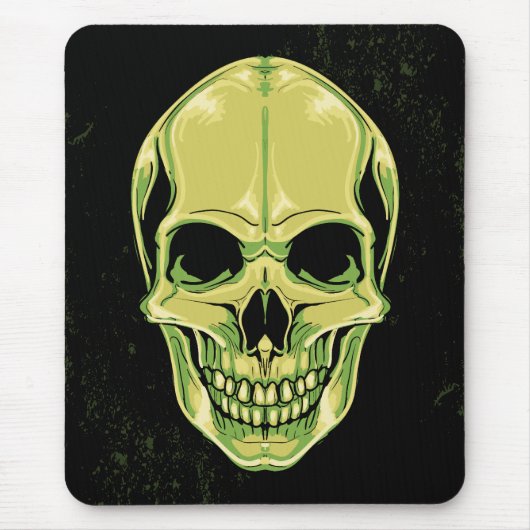 グランジな背景の緑の恐いスカル マウスパッド (正面)