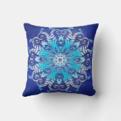 グランジな背景の青い花の曼荼羅 クッション (裏面)