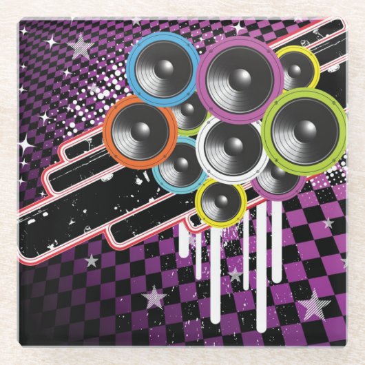 グランジな背景 ガラスコースター (正面)