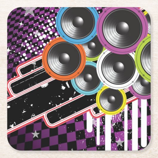 グランジな背景 スクエアペーパーコースター (正面)