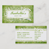 グランジな花の名刺の緑のスパのサロン 名刺 (正面/裏面)