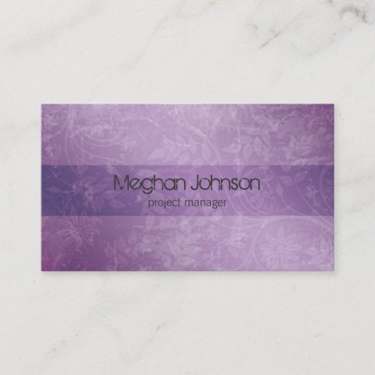 グランジな花の紫色の粋な名刺 名刺 (正面)