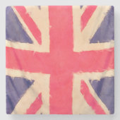 グランジな英国国旗の旗 ストーンコースター (正面)