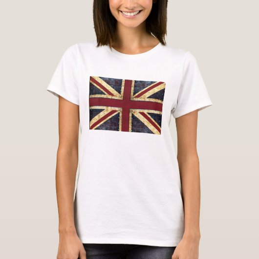グランジな英国国旗-クラシック-ヴィンテージの一見 Tシャツ (正面)