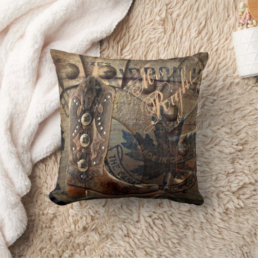 グランジな荷馬車の車輪の西部のカウボーイの結婚式 クッション (ブランケット)