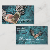 グランジな質のハートの翼の入れ墨の名刺 名刺 (正面/裏面)