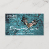 グランジな質のハートの翼の入れ墨の名刺 名刺 (裏面)