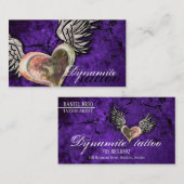 グランジな質のハートの翼の入れ墨の名刺 名刺 (正面/裏面)