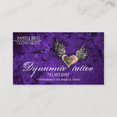 グランジな質のハートの翼の入れ墨の名刺 名刺 (裏面)