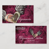 グランジな質のハートの翼の入れ墨の名刺 名刺 (正面/裏面)