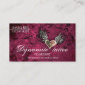 グランジな質のハートの翼の入れ墨の名刺 名刺 (裏面)