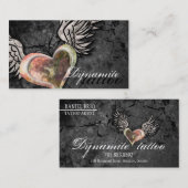 グランジな質のハートの翼の入れ墨の名刺 名刺 (正面/裏面)