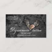 グランジな質のハートの翼の入れ墨の名刺 名刺 (裏面)