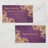 グランジな金ゴールドおよび紫色のバロック式のルネサンスのダマスク織 名刺 (正面/裏面)