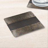 グランジな金属の背景 スクエアペーパーコースター (アングル)
