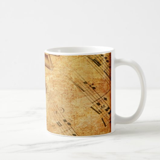 グランジな音楽シートのピアノ鍵 コーヒーマグカップ (右)
