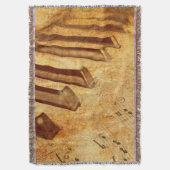 グランジな音楽シートのピアノ鍵 スローブランケット (正面縦)