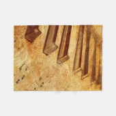 グランジな音楽シートのピアノ鍵 フリースブランケット (正面(横))