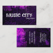 グランジな音楽業界カード-ピンクの紫色の質 名刺 (正面/裏面)
