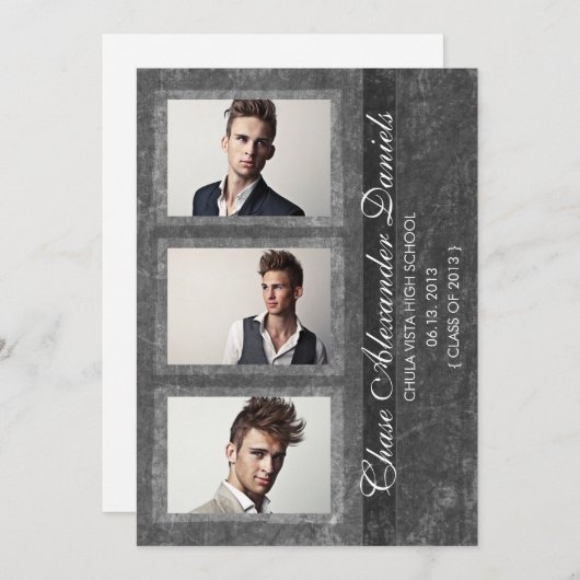 グランジな黒の2013年の卒業の発表 案内状 (正面/裏面)