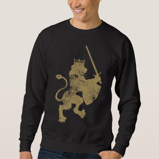 グランジなMen's Dark Sweatshirtライオン王の スウェットシャツ (正面)