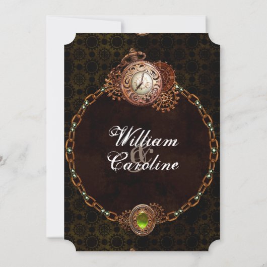 グランジなSteampunkのギアおよび時計のヴィンテージの結婚 招待状 (裏面)