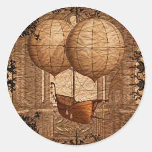 グランジなSteampunkのビクトリア時代の人の飛行船 ラウンドシール