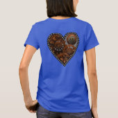 グランジなSteampunkの時計およびギアのハート Tシャツ (裏面)